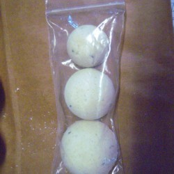 Making Bath Bombs - three balls in a plastic bag, they can be decorated to look like a snowman
