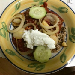 Lentils and Rice on plate 