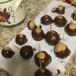 Peanut Butter Balls on parchment paper
