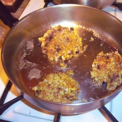 Cooking oatmeal as pancakes.