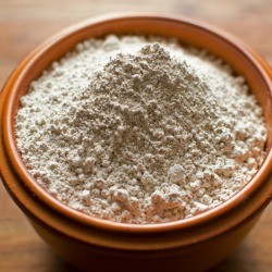 A bowl of diatomaceous earth (DE).