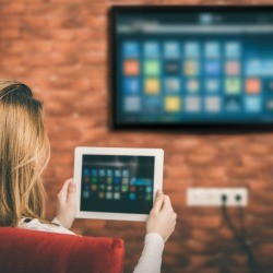 Displaying a computer tablet screen on a television.