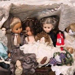 A collection of vintage dolls.