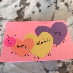 Cutout Heart Valentines - finished caterpillar card