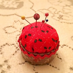 Bottlecap Pincushion - looking down on pincushion