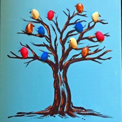 Pistachio Shell Birds Painting - finished painting