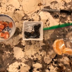 Leftovers labeled with initials to avoid spreading illness.