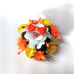 Bottle Cap Mini Flower Basket - top down view of the mini flower basket with a tiny bow on the handle