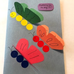 Fluttering Butterflies Greeting Card - message written on a small piece of paper and glued on