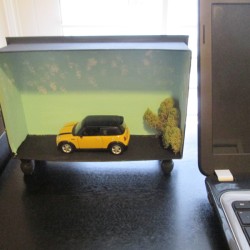 Repurposing a Candy Box Into Shadow Boxes - Mini Cooper model box