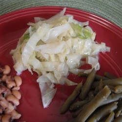 Cabbage side on plate with beans