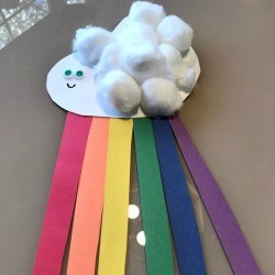 Making a Paper Plate Rainbow - finished rainbow craft, ready to hang