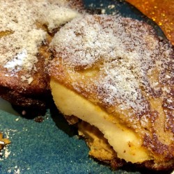 cut Apple Banana Fritters on plate