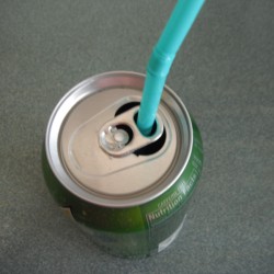 Using a Straw in a Soda Can - insert straw