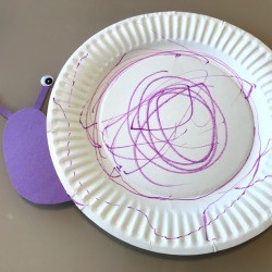 Snail Paper Plate Craft - purple paper plate snail