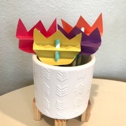 Tulip Straw Flowers - paper flowers in a white pot