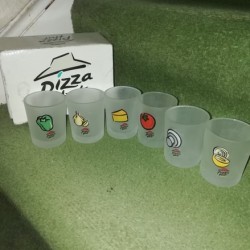 Value of a Set of Pizza Hut Glasses - drinking glasses with pizza topping on each