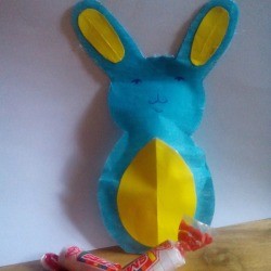 Easter Bunny Resealable Candy Pack - finished bunny with two rolls of Smarties