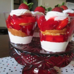 Strawberry Parfaits on pedestal