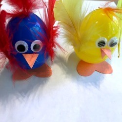 Plastic Egg Baby Chicks - blue and yellow chicks
