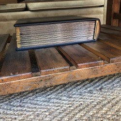 Removing Leather Wedding Album Stuck to Wood Coffee Table - photo album on coffee table
