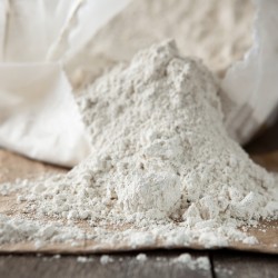 A bag with diatomaceous earth spilling out.