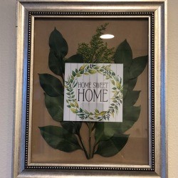 Home Sweet Home Framed Leaves Wall Hanging - framed artwork and greenery wallhanging 
